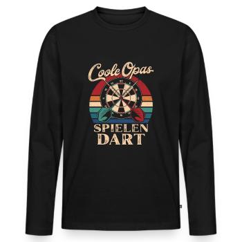 Coole Opas spielen Dart Retro Großvater - Männer Premium Bio Langarmshirt - Schwarz - Vorne - Nico (187cm)