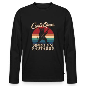Cool Grandpas Playing Electric Guitar Retro Grandpa - Men's Premium Organic Long Sleeve Shirt - black - Front - Nico (187cm)