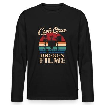 Coole Opas drehen Filme Retro Großvater - Männer Premium Bio Langarmshirt - Schwarz - Vorne - Nico (187cm)