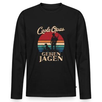 Cool Grandpas Go Hunting Retro Grandpa - Men's Premium Organic Long Sleeve Shirt - black - Front - Nico (187cm)