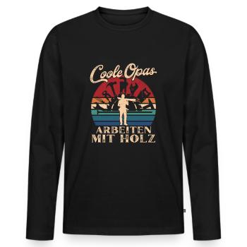 Coole Opas arbeiten mit Holz Retro Großvater - Männer Premium Bio Langarmshirt - Schwarz - Vorne - Nico (187cm)