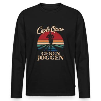 Cool Mpas Marche Jogging Rétro Papy - T-shirt manches longues Premium bio Homme - noir - Devant - Nico (187cm)