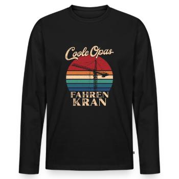 Cool Grandpas Driving Crane Retro Grandpa - Men's Premium Organic Long Sleeve Shirt - black - Front - Nico (187cm)