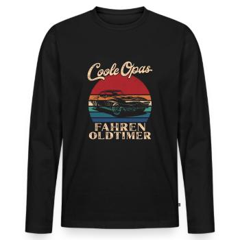 Coole Opas fahren Oldtimer Retro Großvater - Männer Premium Bio Langarmshirt - Schwarz - Vorne - Nico (187cm)