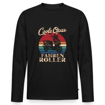 Cool Grandpas Riding Scooter Retro Grandpa - Men's Premium Organic Long Sleeve Shirt - black - Front - Nico (187cm)
