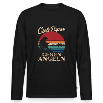 Cool Dads Go Fishing Retro Dad Gift - Men's Premium Organic Long Sleeve Shirt - black - Front - Nico (187cm)