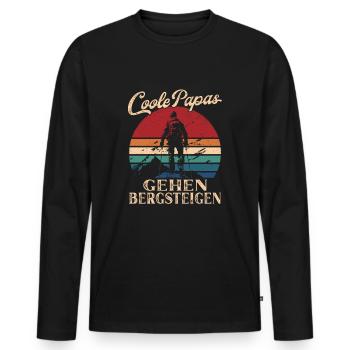 Coole Papas gehen Bergsteigen Retro Vater Geschenk - Männer Premium Bio Langarmshirt - Schwarz - Vorne - Nico (187cm)
