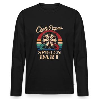 Cool Dads Play Darts Retro Dad Gift - Men's Premium Organic Long Sleeve Shirt - black - Front - Nico (187cm)