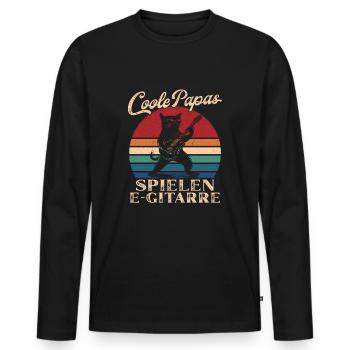 Cool Dads Playing Electric Guitar Retro Dad Gift - Men's Premium Organic Long Sleeve Shirt - black - Front - Nico (187cm)