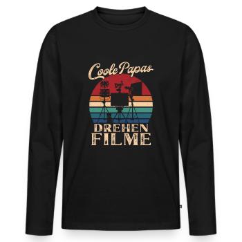Coole Papas drehen Filme Retro Vater Geschenk - Männer Premium Bio Langarmshirt - Schwarz - Vorne - Nico (187cm)