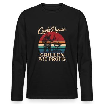 Cool Dads Grilling Retro Dad Gift - Men's Premium Organic Long Sleeve Shirt - black - Front - Nico (187cm)