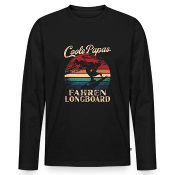 Coole Papas fahren Longboard Retro Vater Geschenk - Männer Premium Bio Langarmshirt - Schwarz - Vorne - Nico (187cm)