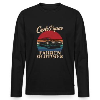 Coole Papas fahren Oldtimer Retro Vater Geschenk - Männer Premium Bio Langarmshirt - Schwarz - Vorne - Nico (187cm)