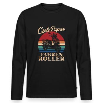 Cool Dads Ride Scooter Retro Dad Gift - Men's Premium Organic Long Sleeve Shirt - black - Front - Nico (187cm)