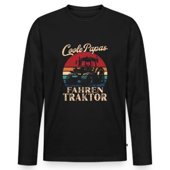 Cool Dappas Conduisant Tracteur Rétro Papa Cadeau - T-shirt manches longues Premium bio Homme - noir - Devant - Nico (187cm)