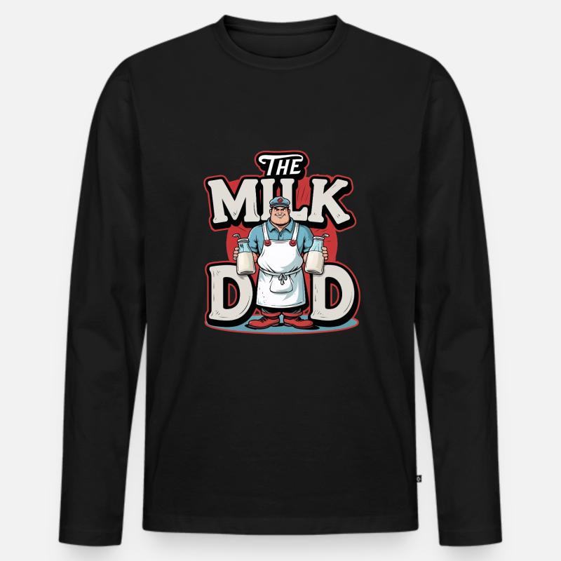Milchmann The Milk Dad - Männer Premium Bio Langarmshirt - Schwarz
