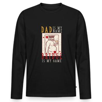Bridge Player Father - Men's Premium Organic Long Sleeve Shirt - black - Front - Nico (187cm)