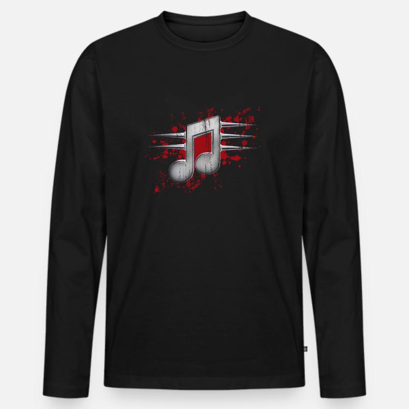 Musiknote mit Stacheln - Männer Premium Bio Langarmshirt - Schwarz
