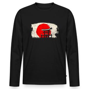 Architecture japonaise - T-shirt manches longues Premium bio Homme - noir - Devant - Nico (187cm)