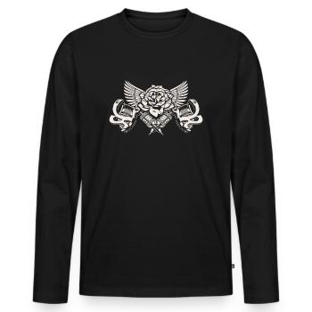 Tattoo machines with rose - Men's Premium Organic Long Sleeve Shirt - black - Front - Nico (187cm)