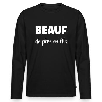 beauf de pere en fils - T-shirt manches longues Premium bio Homme - noir - Devant - Nico (187cm)