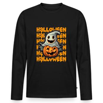 Design d’Halloween effrayant pour la prochaine fête - T-shirt manches longues Premium bio Homme - noir - Devant - Nico (187cm)
