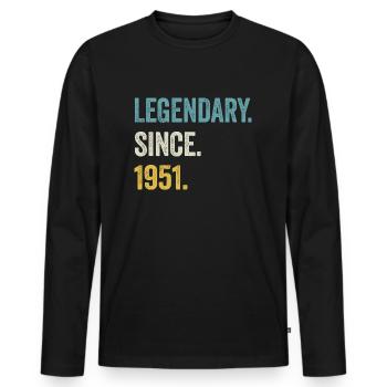 73e anniversaire 73 ans de légende depuis 1951 - T-shirt manches longues Premium bio Homme - noir - Devant - Nico (187cm)