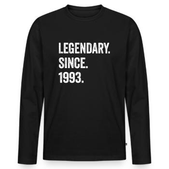31e anniversaire 31 ans de légende depuis 1993 - T-shirt manches longues Premium bio Homme - noir - Devant - Nico (187cm)