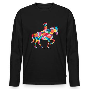 Pferd reiten Reiter Frauen Kinder Mädchen Pferde - Männer Premium Bio Langarmshirt - Schwarz - Vorne - Nico (187cm)