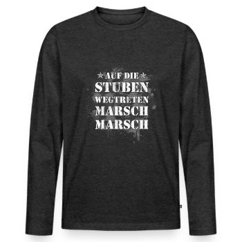 auf die Stuben marsch marsch AGA BW Ausbilder - Männer Premium Bio Langarmshirt - Anthrazit meliert - Vorne - Nico (187cm)
