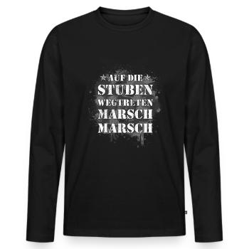 auf die Stuben marsch marsch AGA BW Ausbilder - Männer Premium Bio Langarmshirt - Schwarz - Vorne - Nico (187cm)