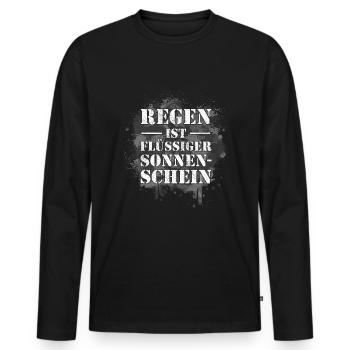 Regen ist flüssiger Sonnenschein, nasses Wetter BW - Männer Premium Bio Langarmshirt - Schwarz - Vorne - Nico (187cm)