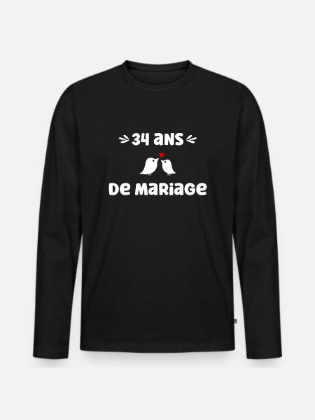 34 ans de mariage - T-shirt manches longues Premium bio Homme - noir