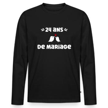 24 ans de mariage - T-shirt manches longues Premium bio Homme - noir - Devant - Nico (187cm)