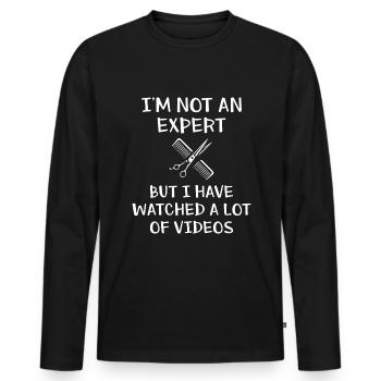 Friseur Ich bin kein Experte Lustiger Friseur - Männer Premium Bio Langarmshirt - Schwarz - Vorne - Nico (187cm)
