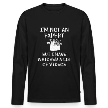 Meister Geselle Ich bin kein Experte Lustig - Männer Premium Bio Langarmshirt - Schwarz - Vorne - Nico (187cm)