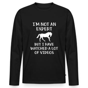 Reiterin Ich bin kein Experte Lustig Reiten - Männer Premium Bio Langarmshirt - Schwarz - Vorne - Nico (187cm)