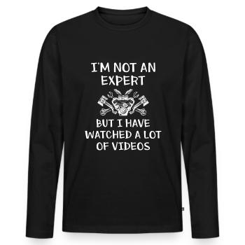 Car Block I'm Not An Expert Lustig Automechaniker - Männer Premium Bio Langarmshirt - Schwarz - Vorne - Nico (187cm)