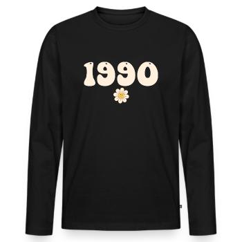 1990 - Cadeau né en 1990 - T-shirt manches longues Premium bio Homme - noir - Devant - Nico (187cm)