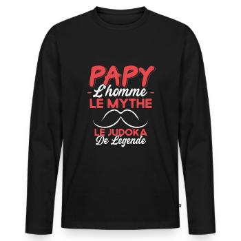 Papy Le Judoka De Légende Cadeau Judo Humour - T-shirt manches longues Premium bio Homme - noir - Devant - Nico (187cm)
