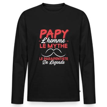 Papy Le Parapentiste De Légende Cadeau Parapente - T-shirt manches longues Premium bio Homme - noir - Devant - Nico (187cm)