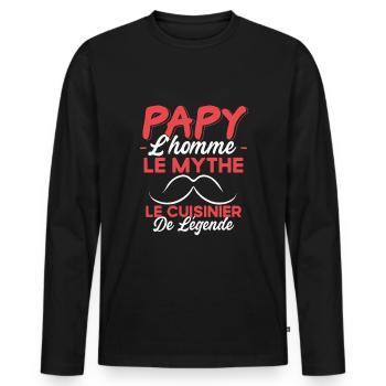 Papy Le Cuisinier De Légende Cadeau Cuisine Humour - T-shirt manches longues Premium bio Homme - noir - Devant - Nico (187cm)