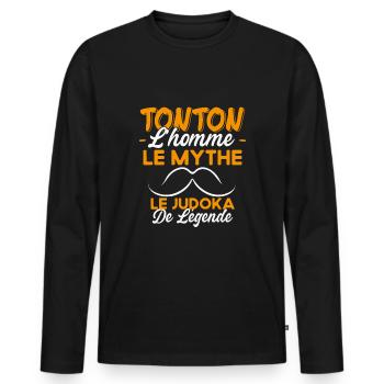 Tonton Le Judoka De Légende Cadeau Judo Humour - T-shirt manches longues Premium bio Homme - noir - Devant - Nico (187cm)