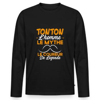 Tonton Le Coureur De Légende Cadeau Running Humour - T-shirt manches longues Premium bio Homme - noir - Devant - Nico (187cm)