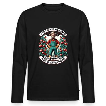 Papy Jardinier Planter Des Tomates Humour - T-shirt manches longues Premium bio Homme - noir - Devant - Nico (187cm)