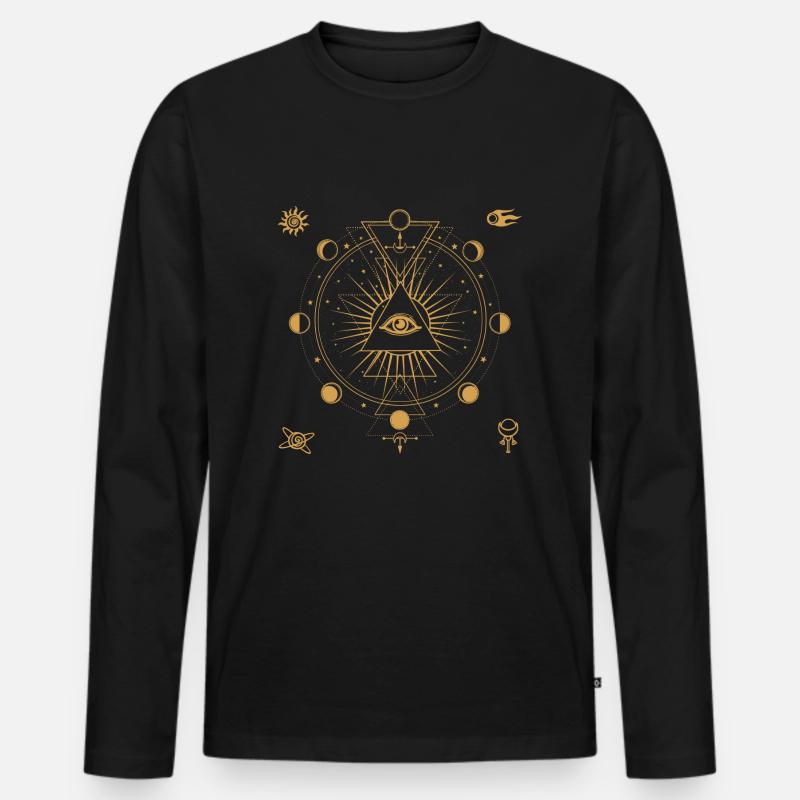 Mondphasen - Männer Premium Bio Langarmshirt - Schwarz