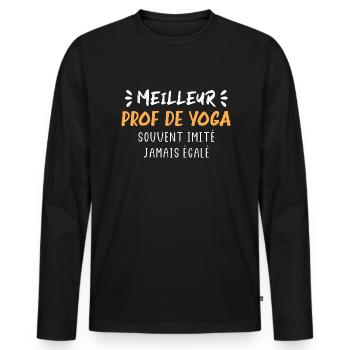 Souvent imité jamais égalé meilleur prof de yoga - T-shirt manches longues Premium bio Homme - noir - Devant - Nico (187cm)