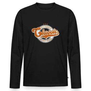 Classic old fashion denim vintage goods orange - Men's Premium Organic Long Sleeve Shirt - black - Front - Nico (187cm)