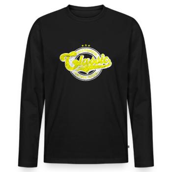 Classic old fashion denim vintage goods yellow - Men's Premium Organic Long Sleeve Shirt - black - Front - Nico (187cm)