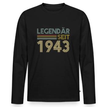 80 Jahre Legendär Seit 1943 80. Geburtstag - Männer Premium Bio Langarmshirt - Schwarz - Vorne - Nico (187cm)